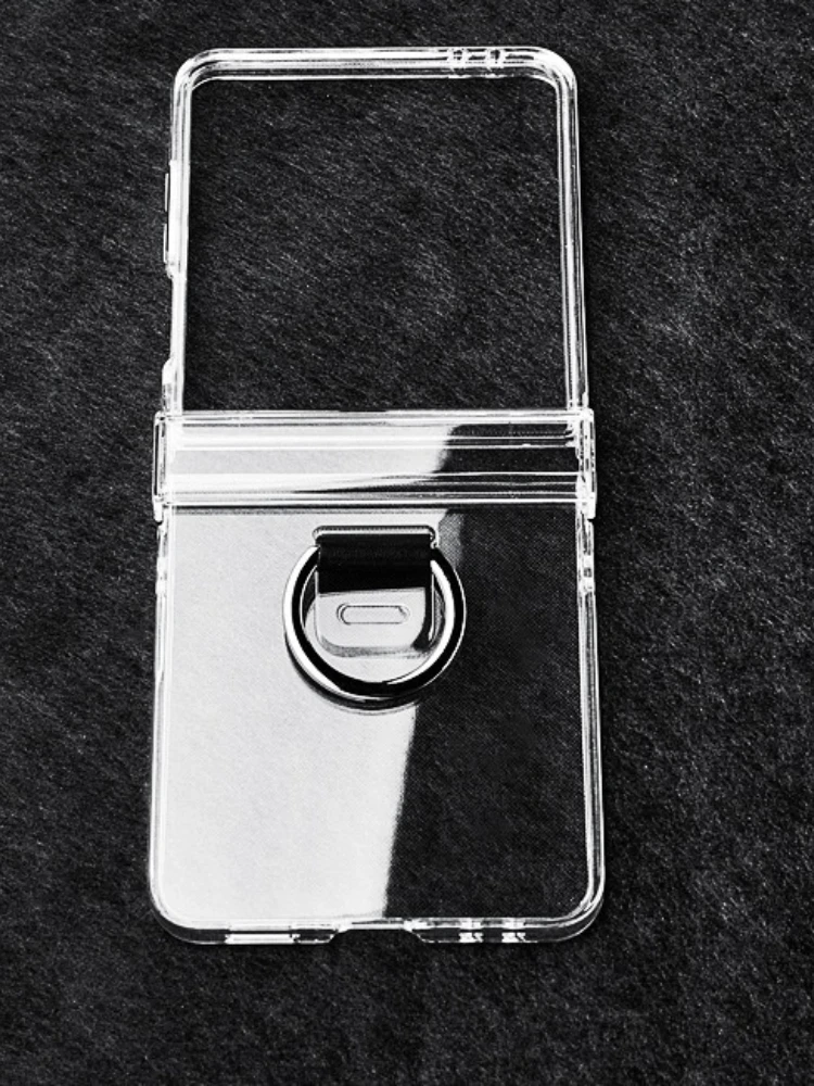 Transparente Handyhülle für Samsung Galaxy Z Flip 8 7 FE 6 5 4 3 Flip7 Flip6 Flip5 mit Ringschutz und klarem, schlankem Hartcover – Detail 6