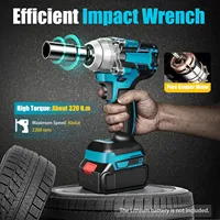 Cordless Brushless Impact Wrench 1/2’ Ratchet Square Screwdriver Drive Shaft 520nm 18v for Makita(No Battery, No Charger)