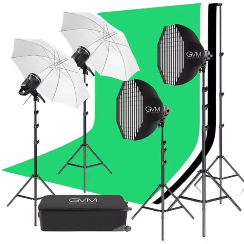 

GVM P80S-4 Professional Photography Studio Light Set Background Stand Green Screen Backdrop Softbox Umbrellas Lighting Kit