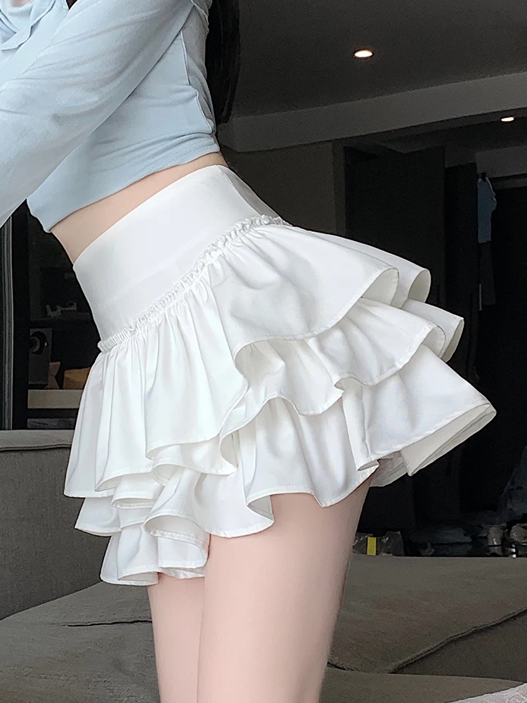 Pure Desire Ballet Style Short White Cake Skirt Women's Summer High Waist Slim A-Line Puffy Half-length Skirt for Young Girls