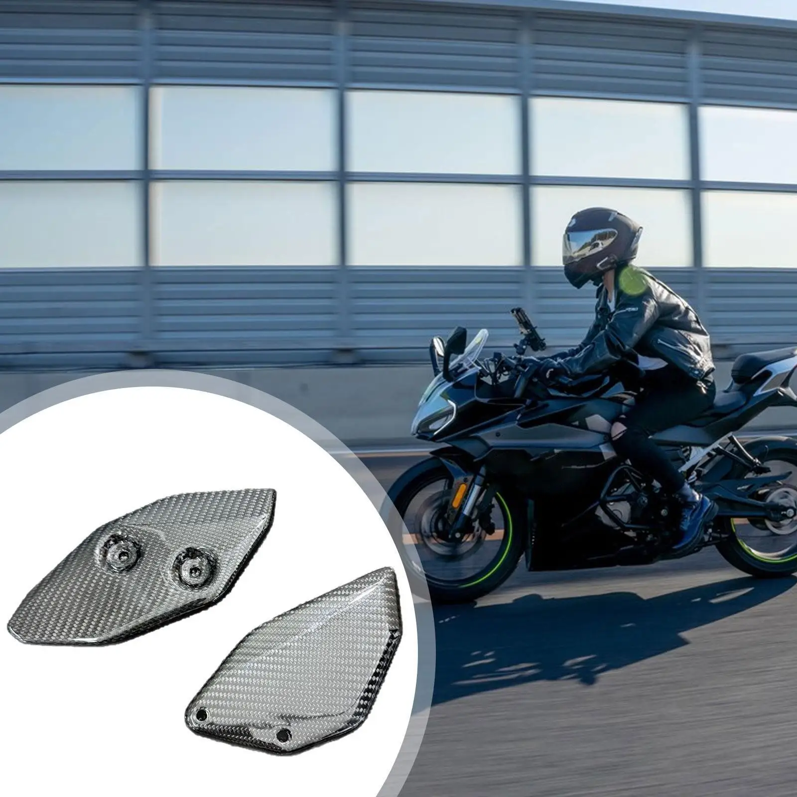 

Motorcycle Carbon Fiber Heel Plate Guard Footrest Cowl Cover Durable Protector for Yamaha YZF-R3 YZF-R25 MT-03