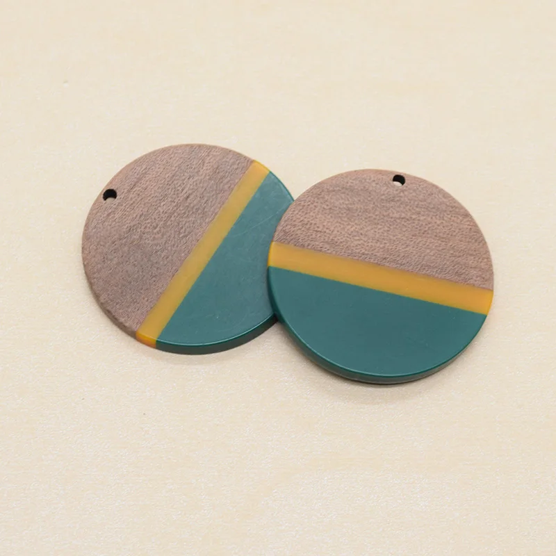 10/30/50pcs Vintage Green Resin Wood Charms 38mm Big Round Earring Keychain Pendant Accessory DIY Retro Jewelry Make