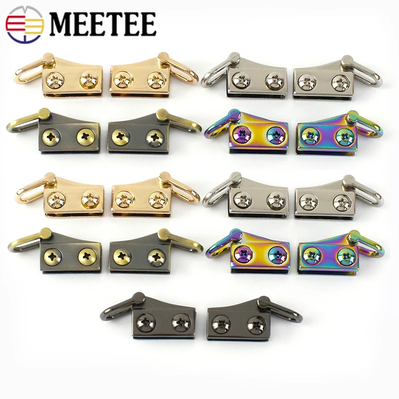 Meetee 2/6/10pairs 20X10mm Bag Metal Ear Shoulder Strap Hang Buckle Side Clasp Hook DIY D Ring Hooks Luggage Accessory F1-25