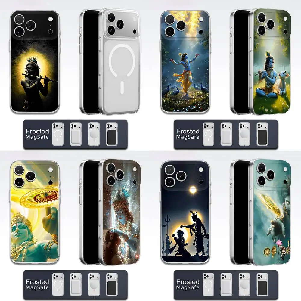 

Phone Case For iPhone 17,16,15,14,13,12,11,Pro,Max,Plus,E,Air,Mini Magsafe Transparent India Vishnu Hare Krishna TPU Cover