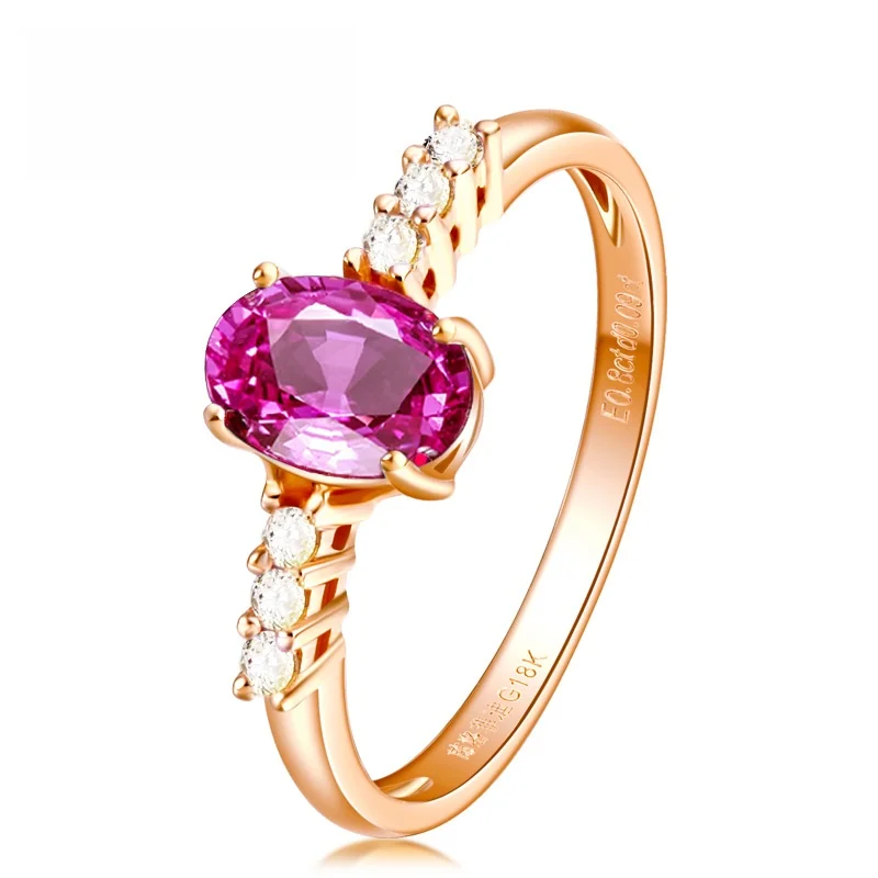

Кольцо CT с розовым сапфиром и бриллиантом, 18-каратное золото, сертифицированное ювелирное изделие, кольцо с синим драгоценным камнем, роскошное кольцо для привлечения богатства