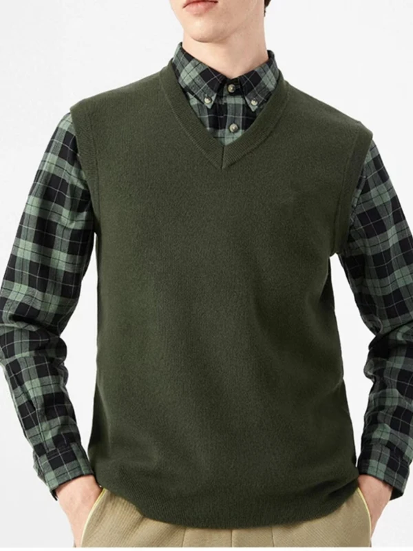 

Spring 2026 Men's V-Ne Pure Cotton Knitted Vest Casual Svel Faion Urban Sle Comfortable Breathable Elasticized Fit