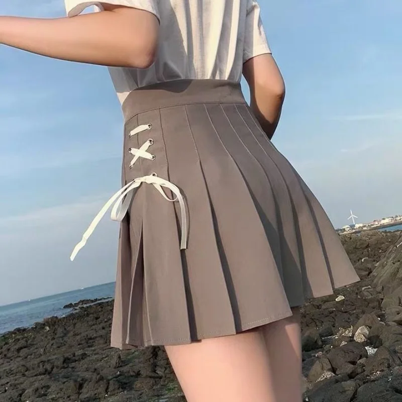 2023 New Summer Fashion Trend Versatile High Waist Covering Belly Strap Korean Edition Academic A-line Pleated Half Dress