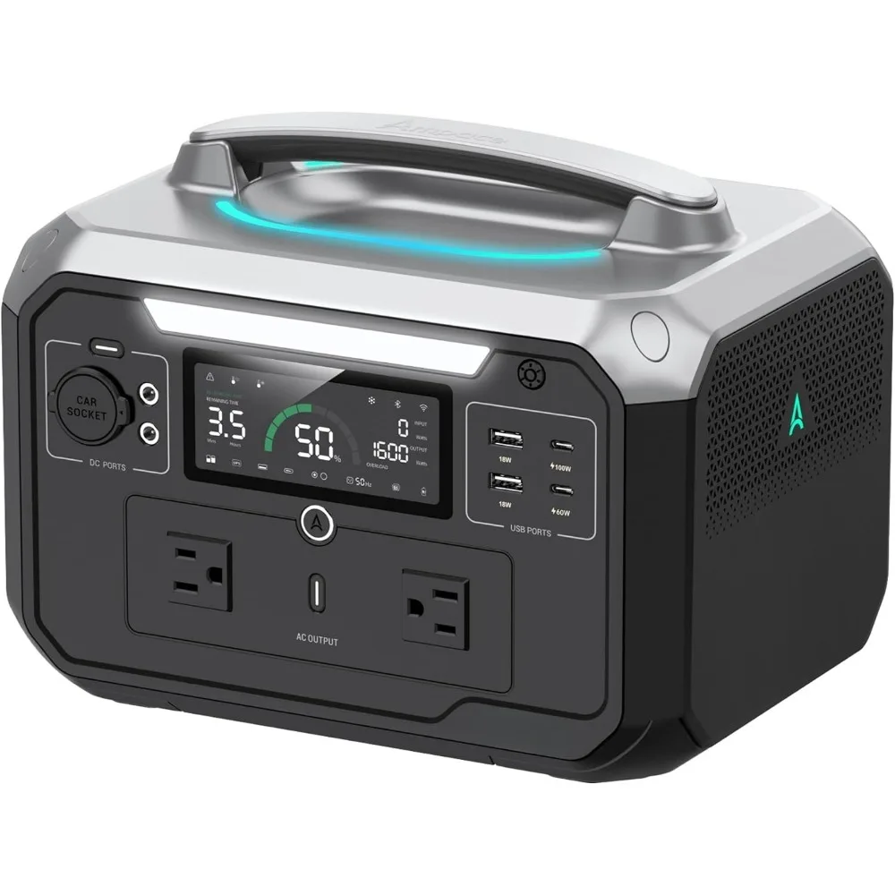 

600 Pro Portable Power Station, 584Wh LiFePO4 Hybrid Battery Backup, [1 Hour 80%] Fast Charging, 600W SiCPrime Solar