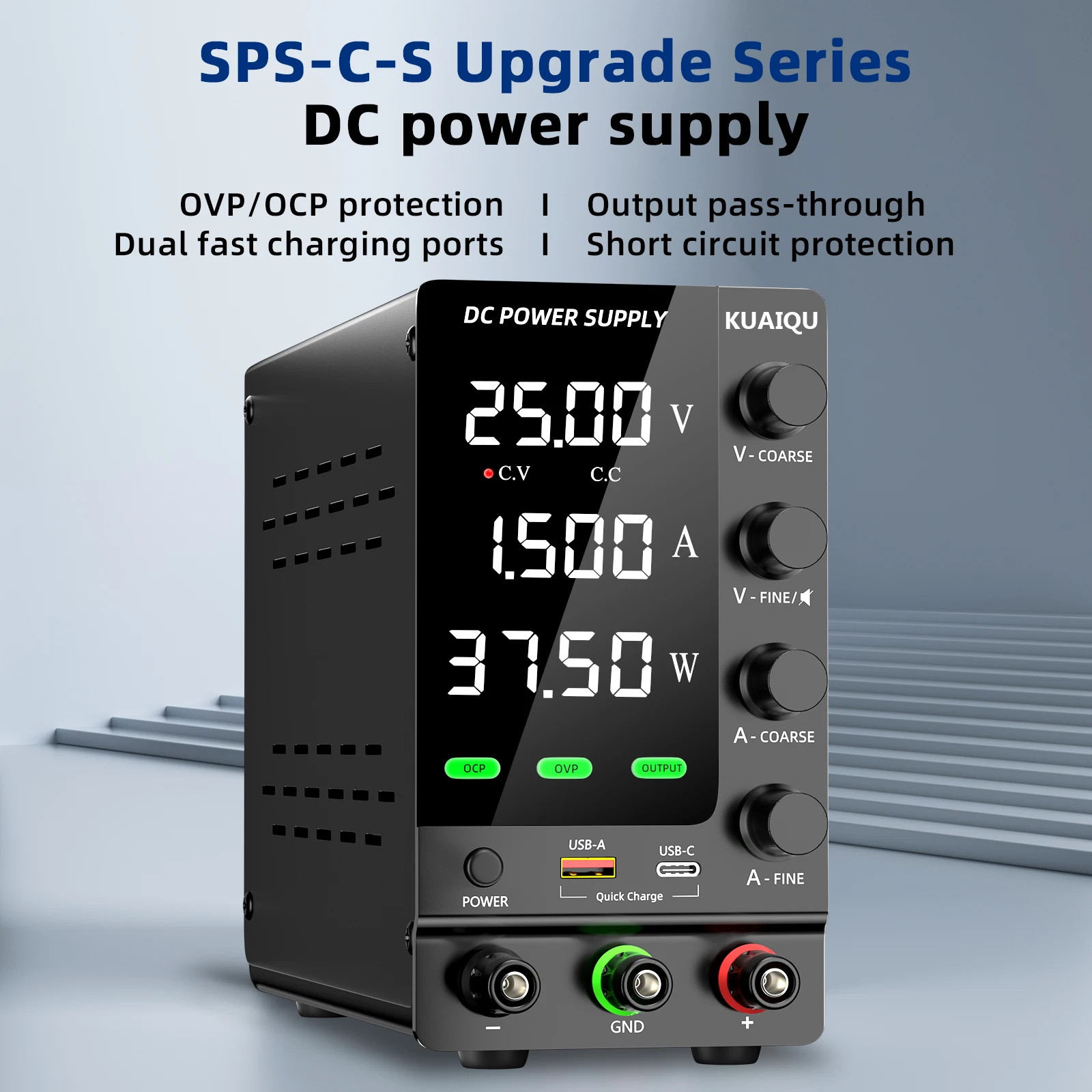 KUAIQU Lab Bench Power Supply Adjustable 3.7V 4.8V 12V 24V 48V 60V 72V 100V Battery Charging For R&D,Activate battery,BMS Test