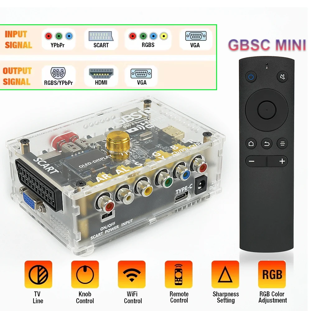 TicKnot GBS Control GBSC MINI Video Converter RGBS Scart /YPbPr to VGA HDMI Upscaler For PS2/Dreamcast Retro Game Console