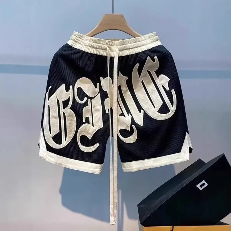夏のバスケットボールショーツアメリカンストリートスポーツパンツカジュアル紳士服高品質刺繍入りショーツアウトドアファッション2024