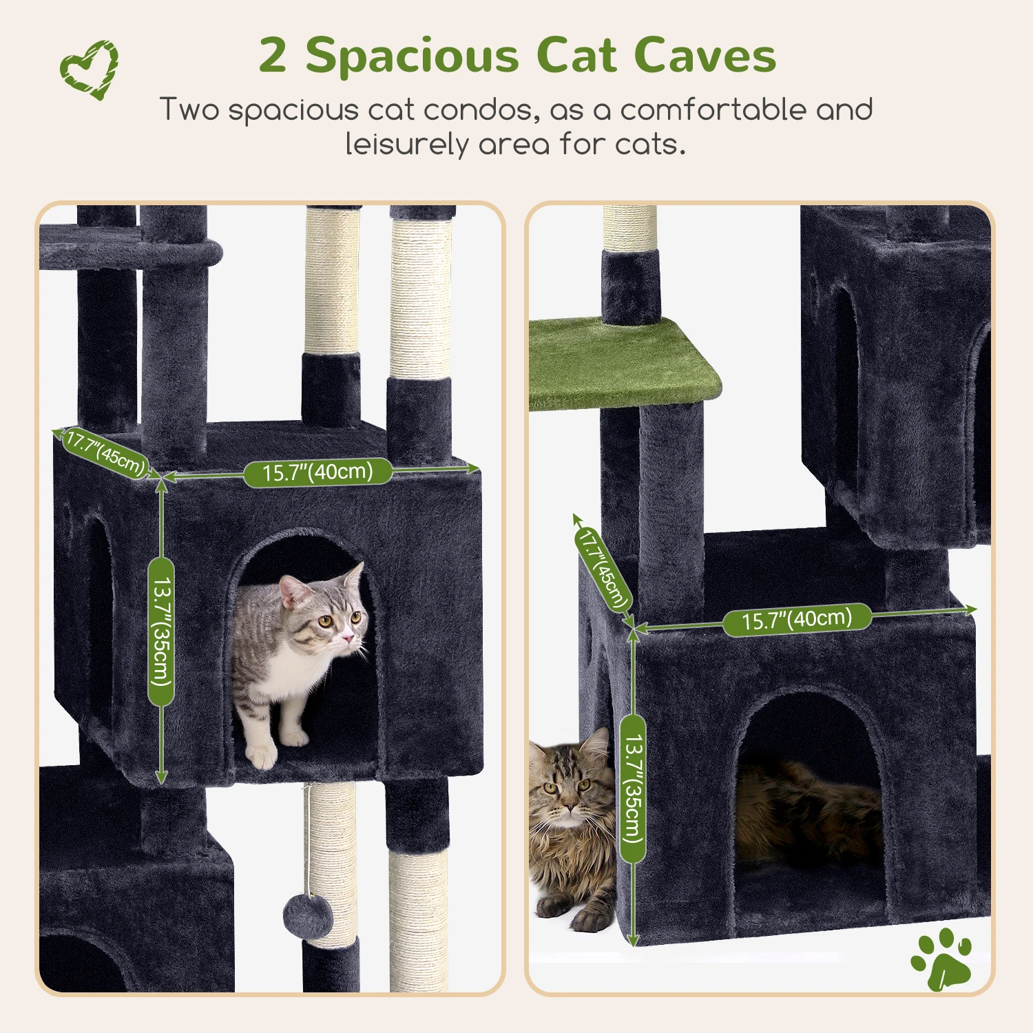 F61 Cat Tower for Indoor Cats, Heavy Duty Cat Trees for Large Cats Adult Big Cats Maine Coon Cat Tree Tower with Scratching Post