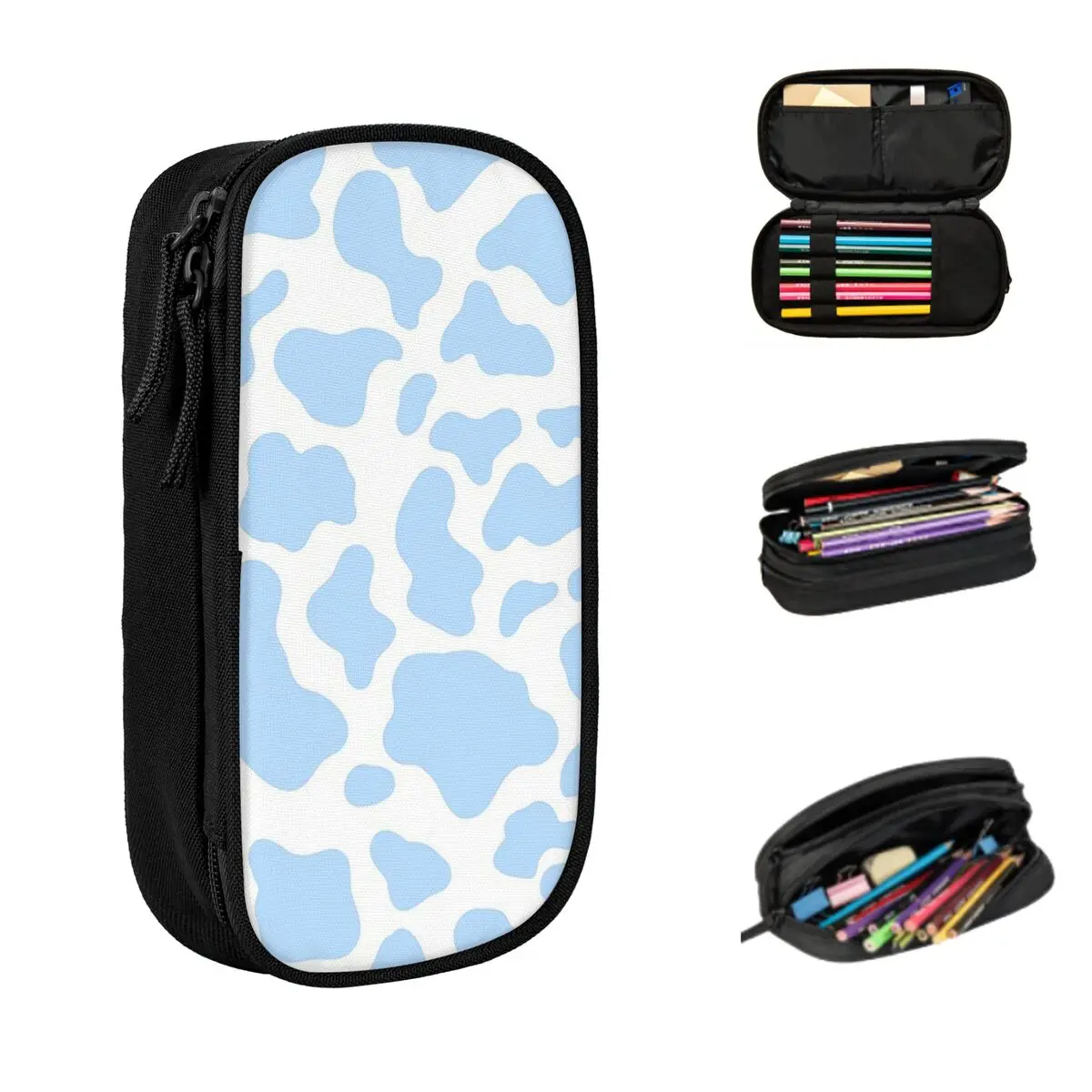 Grande Vaca Imprimir Lápis Casos, Preppy Material Escolar, Pen Storage Bags, Pen Box, Lápis Pouch para Meninos e Meninas, Estudantes Papelaria