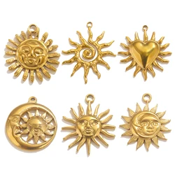 5pcs Stainless Steel Smiling Sun Moon Charms for Jewelry Connectors Earrings Making Supplies DIY Necklace Bracelet Jewelry Charm