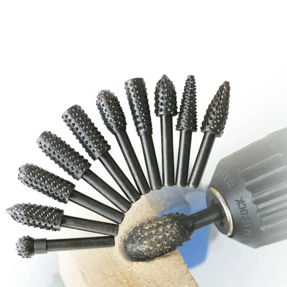 

20 Pcs Woodworking Grinding Accessories Set Carving Deburring Electric Grinding Head Tool Grooving Black Rotary Rasp File