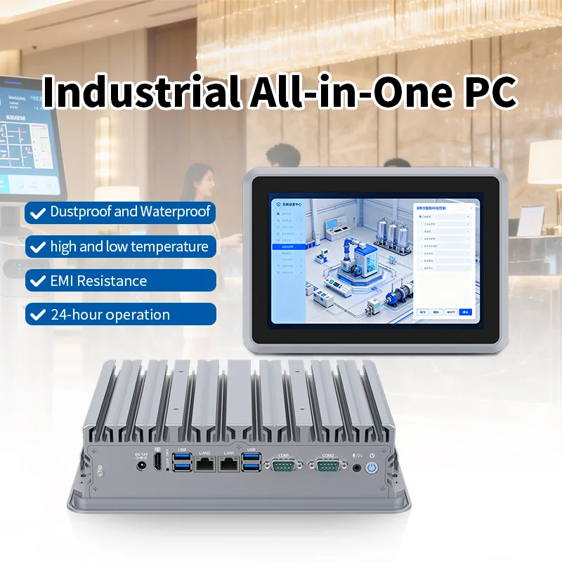 Panel PC Industrial Partaker de 12.1 Pulgadas con Pantalla Táctil Capacitiva J1900 I3 I5 I7 IP65, Doble LAN, Windows/Linux, Todo en Uno, Sin Ventilador