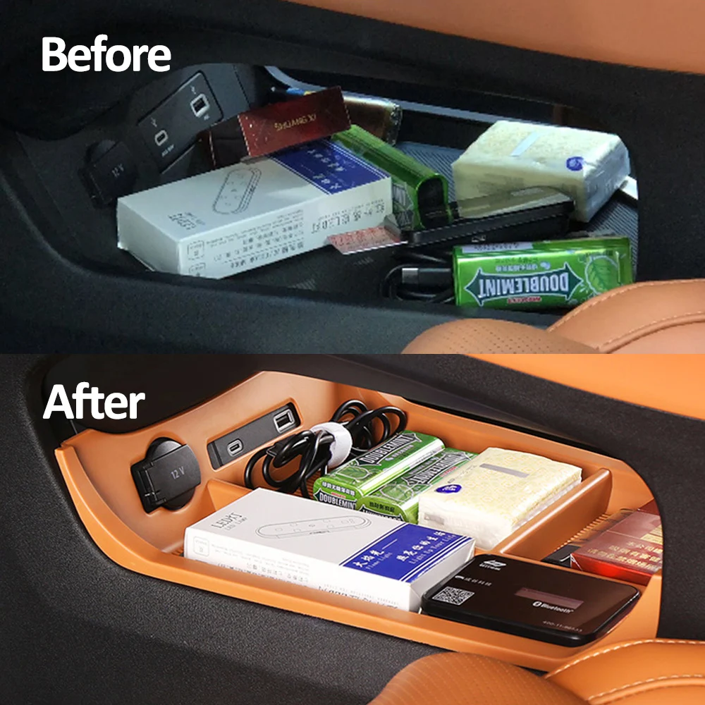 ل 2024 2025 Leapmotor C10 C16 التحكم المركزي صندوق تخزين التقسيم السفلي تعديل الملحقات صندوق تخزين المواد TPR