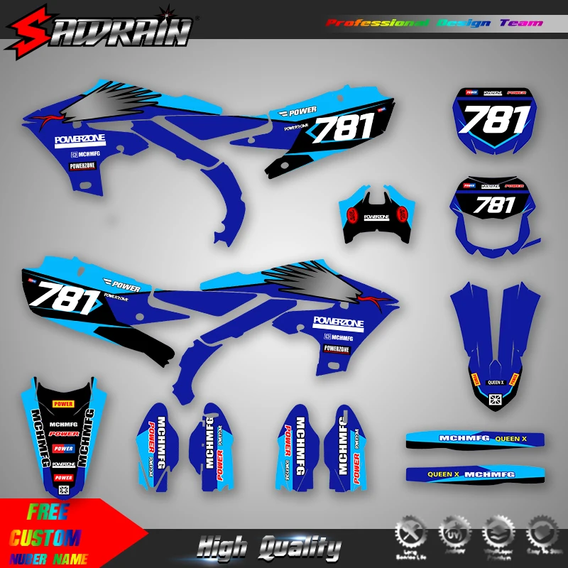 Sawrain Motorcycle Sticker Custom Team Graphics Decals Kit For YAMAHA 19-23 YZF250 18-22YZF450 19-22 WRF450 20-23 WRF250