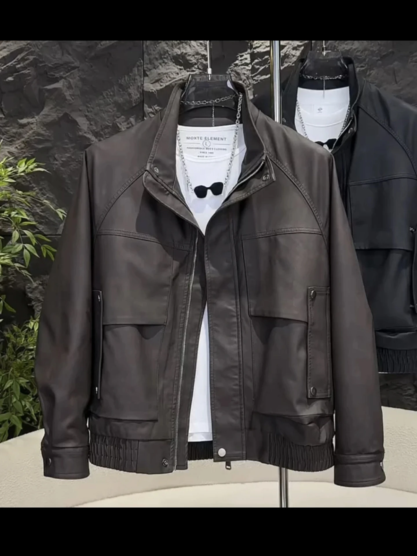 Uomo ort Biker Jaet Fce Foderato Colletto alla coreana Antivento Caldo Multi ket Cappotto da lavoro Faion Urban Sle Abbigliamento casual