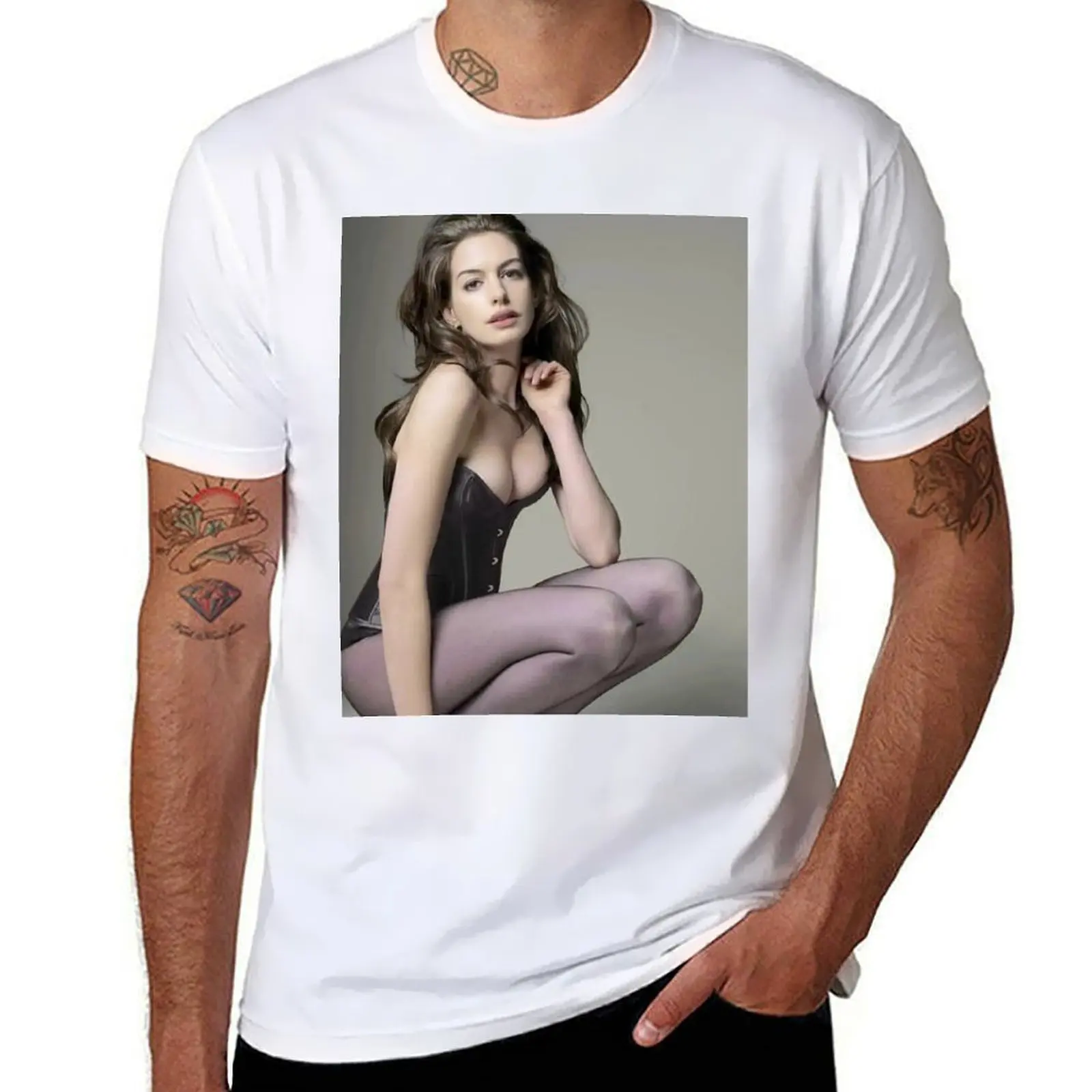 

Сексуальная футболка Anne Hathaway, забавные футболки, темный юмор, мужские футболки для мужчин, повседневная футболка