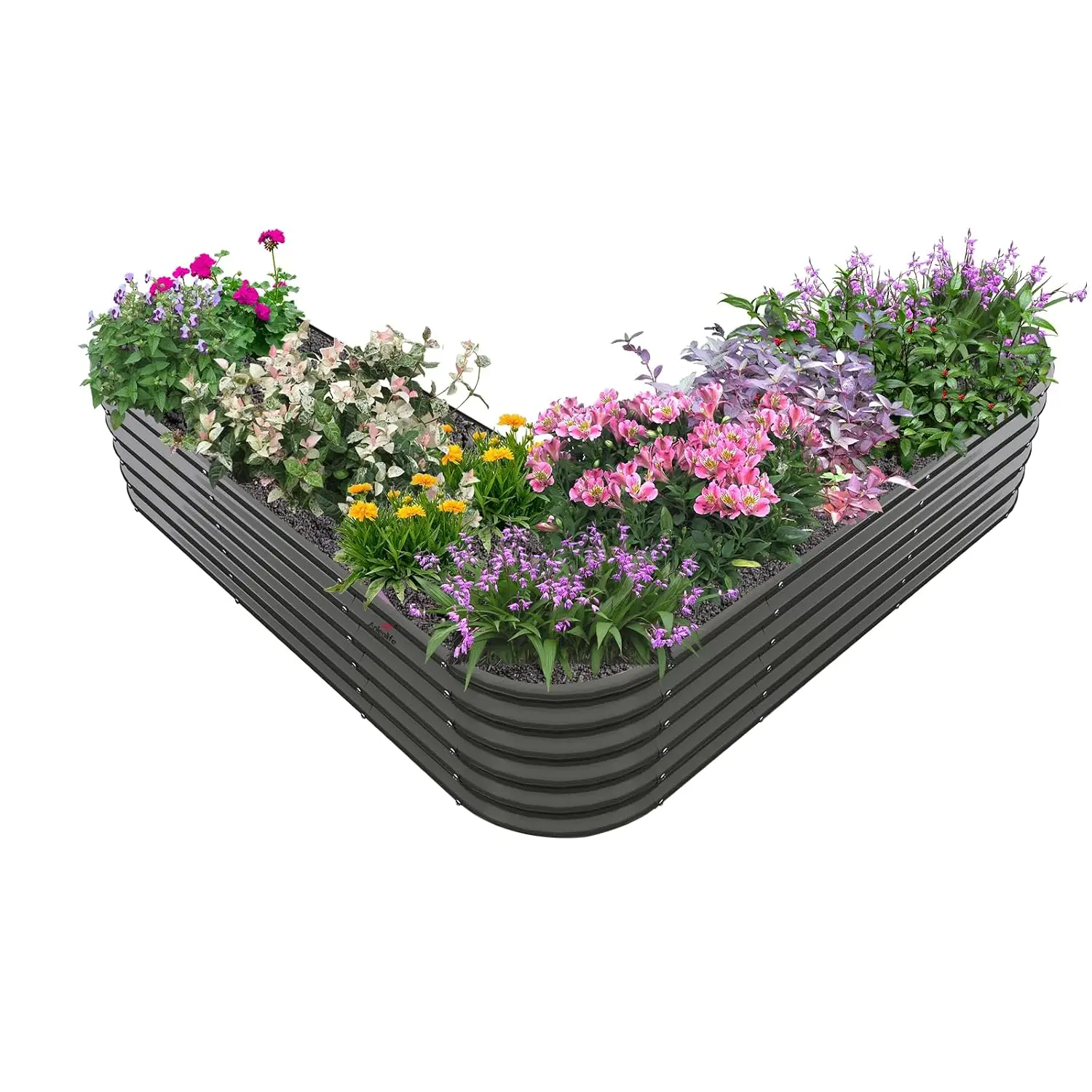 Anleolife 81x81x18in Heart-Shaped Galvanized Raised Garden Bed, Quartz Grey