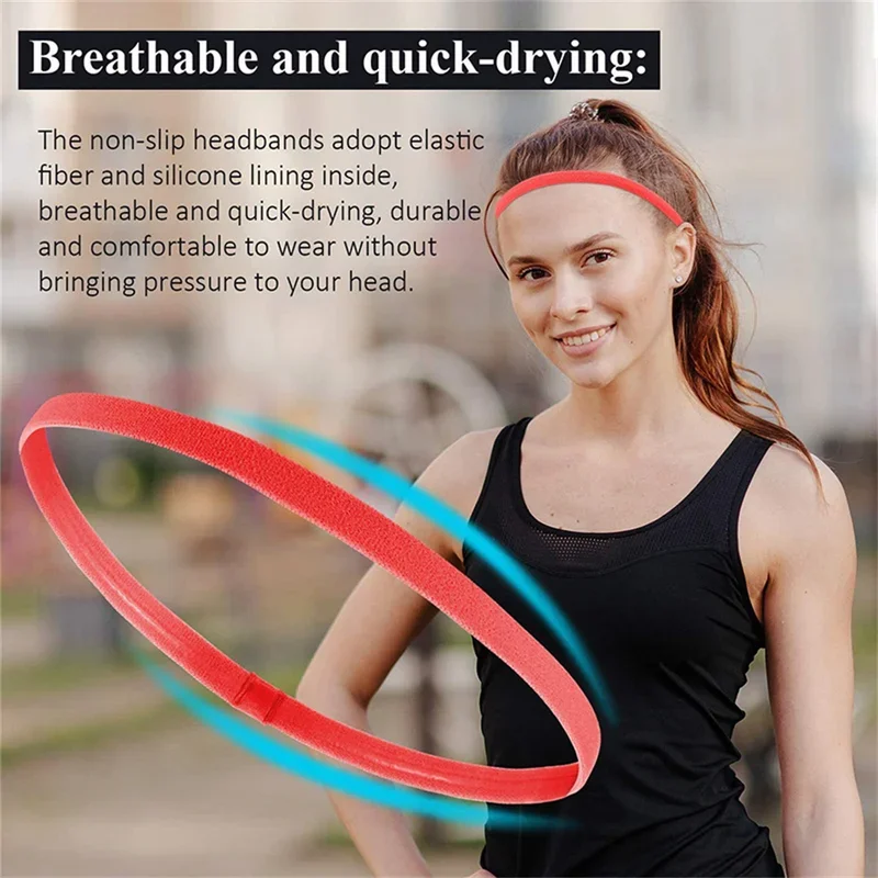 1PCs Simple unisex sports hairband non-slip silicone strip sweat guide elastic headbands yoga running fitness hair accessories image 6