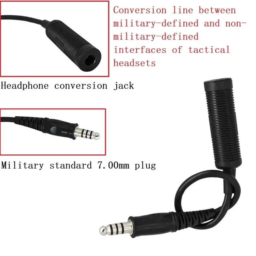 Taktyczny adapter zestawu słuchawkowego TS TAC-SKY U-174 wojskowy do kabla cywilnego do Pelto Comta/msaSordin/tci Liberator