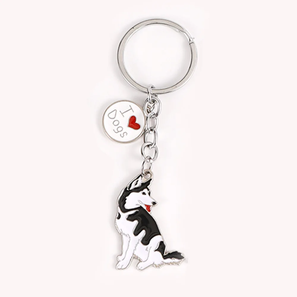 Cartoon Siberian Husky dog Keychain Bag Pendants Cute animal dog Charms Fashion Keyring Accessories Gifts