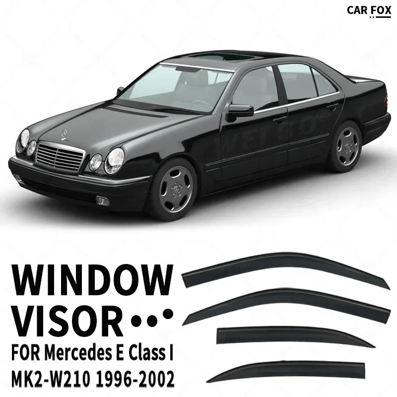 4Pcs Window Visor For Mercedes E Class MK2 W210 1996-2002 Weathershield Sun Rain Deflector Guard Car Window Deflector