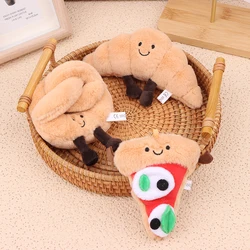 1PC Car Keyring Bag Accessories Funny Plush Pizza Bread Pendant Cartoon Stuffed Doll Croissant Keychain Hanging Ornament