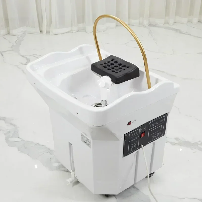 Sillón de lavado de cabello portátil con circulación de agua para spa capilar, lavabo móvil para peluquería, mobiliario de salón