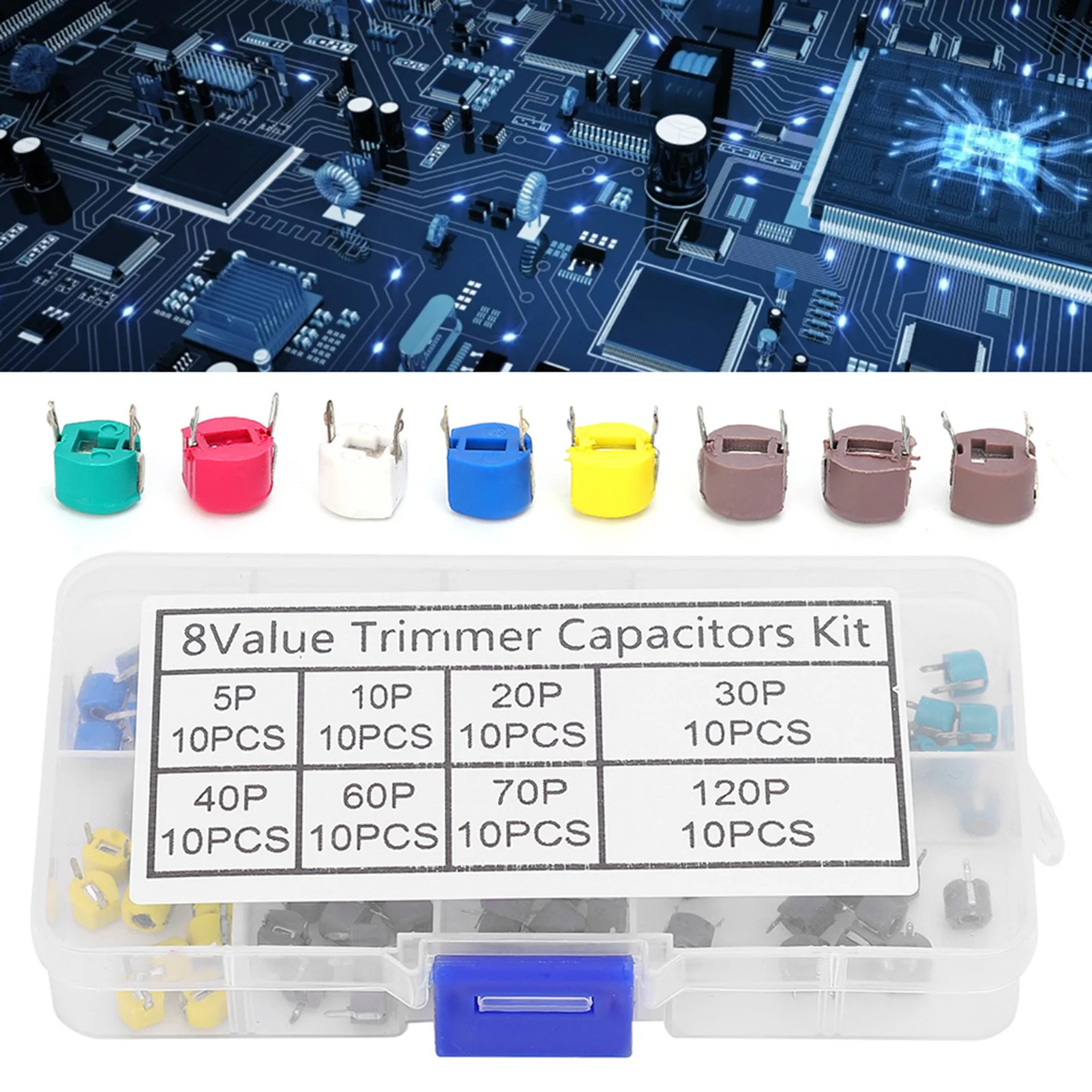 80pcs 6mm Trimmer Capacitor 5/10/20/30/40/60/70/120P Electronic Capacitor Kit Trimmer,Capacitor 6mm,Trimmer,Capacitor