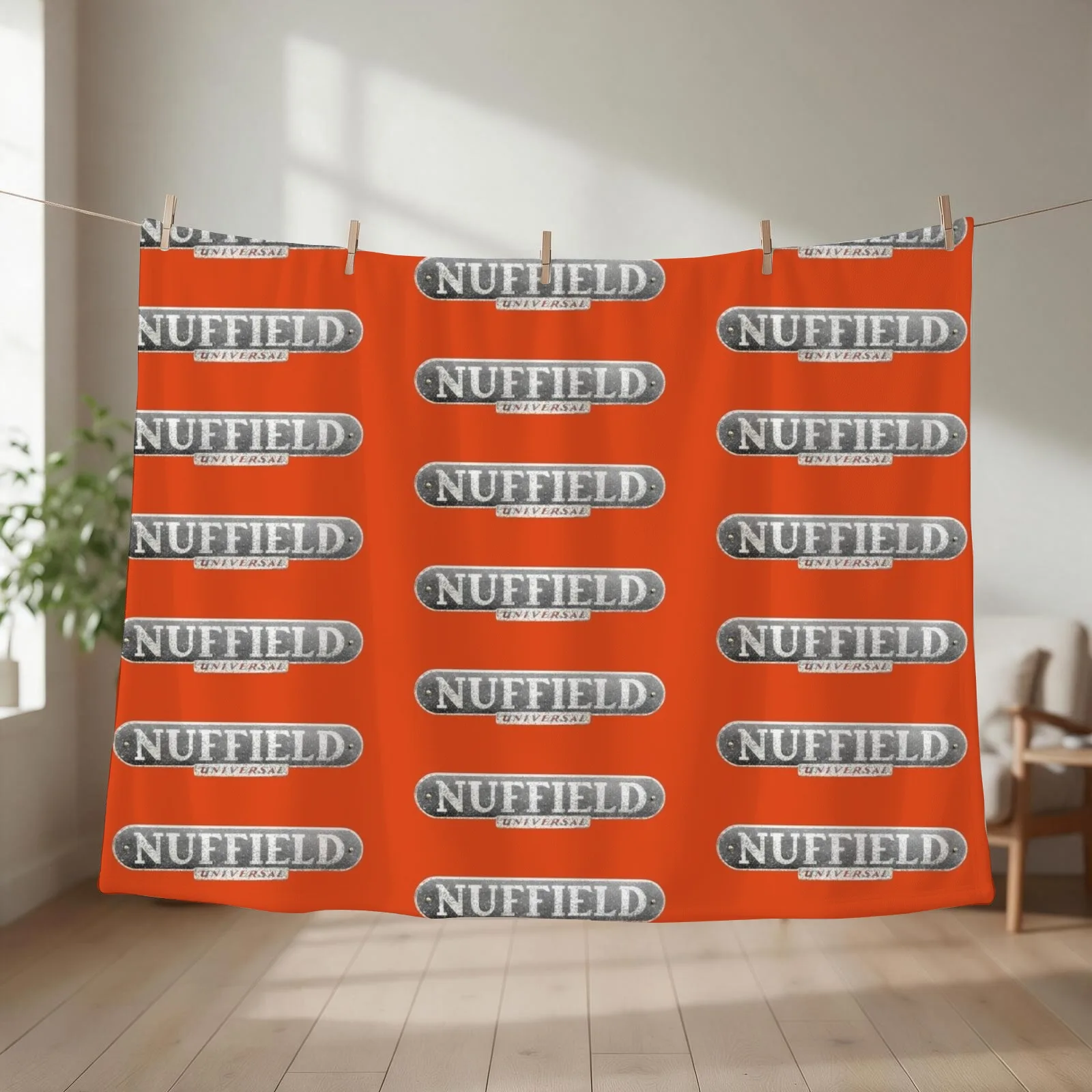 Nuffield vintage British tractor emblem Throw Blanket couch cozy soft plush fuzzy picnic outdoor blanket