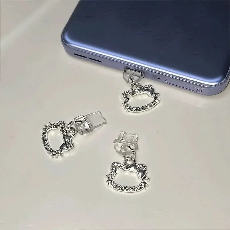 Kawaii Sanrio Hello Kitty Dust Plug Anime Cartoon Mobile Phone Universal Dust Plug IPhone Type-c Mobile Phone Pendant Jewelry
