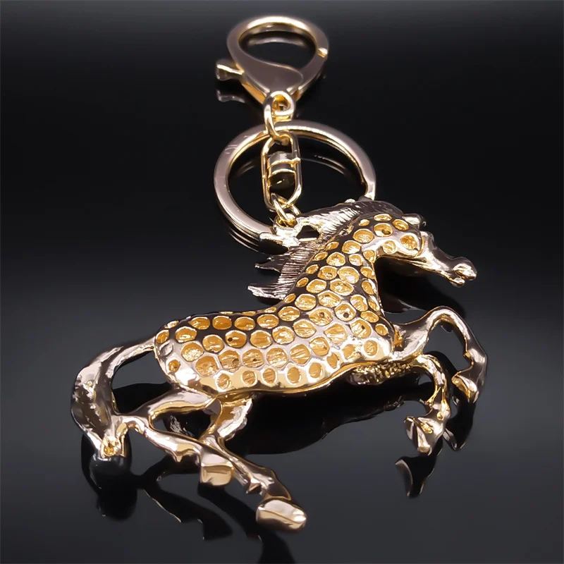 Exquisite Horse Shinny Crystal Keychain Women Alloy Rhinestone Key Ring Bag Accessories Jewelry llaveros para hombre K9458S04