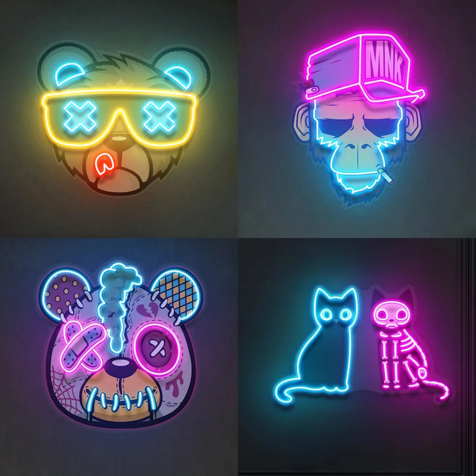 Benutzer definierte Cartoon Tier Leucht reklame Kunst Neon LED Licht Nacht lampe für Kinderzimmer Hochzeit Dekor Bar Store Dekoration Neon Design