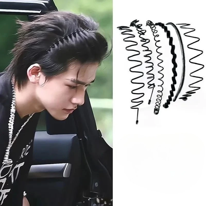 

Мужские повязки на голову, Маленькие мужские заколки для волос, Спортивные повязки на голову, Волнистые черные повязки на голову, Женские аксессуары для коротких волос