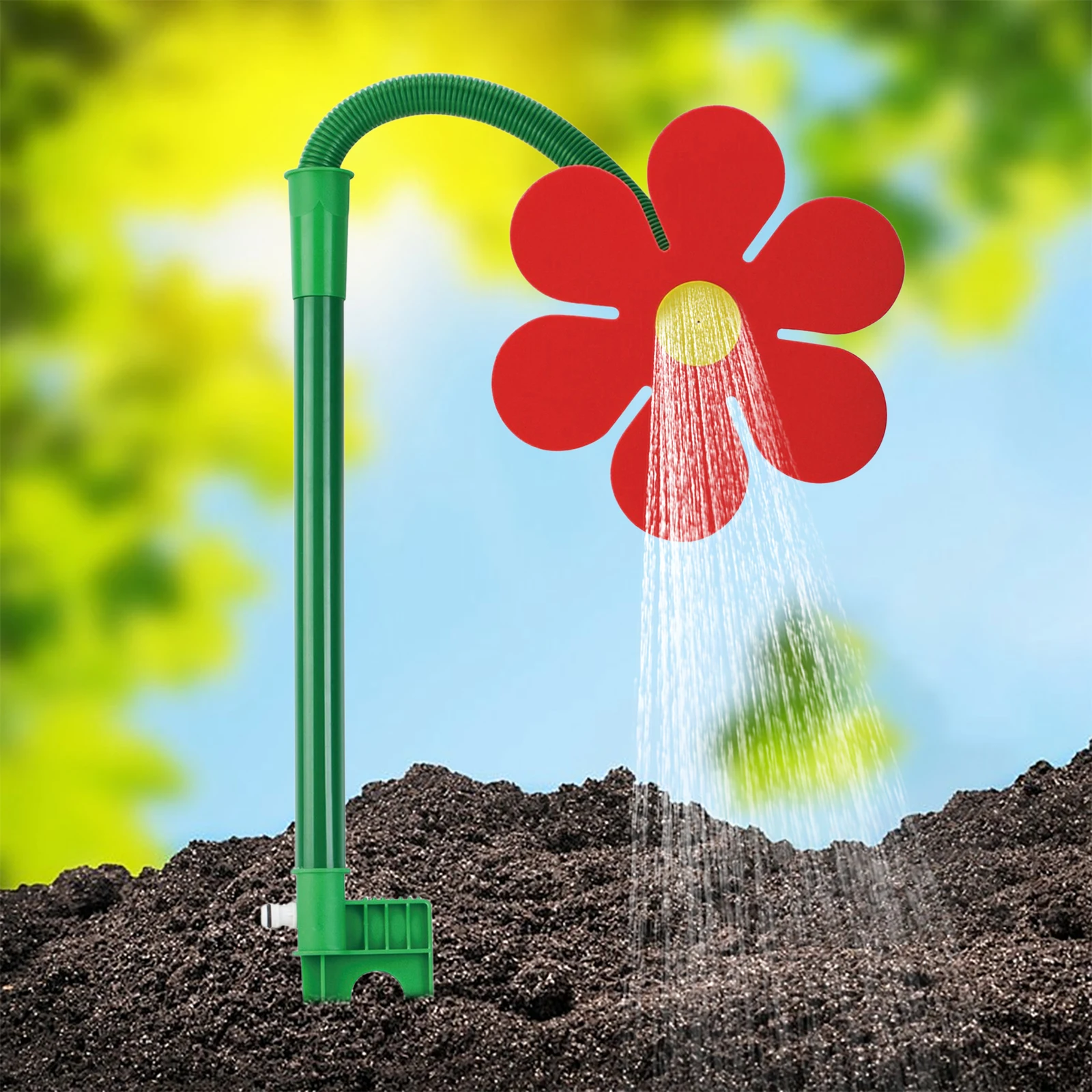 41.73'' Plastic Kids Daisy Sprinkler Wide Coverage 360 Degree Rotating Dancing Daisy Sprinkler Dual-Pin Design Easy To Install view 3