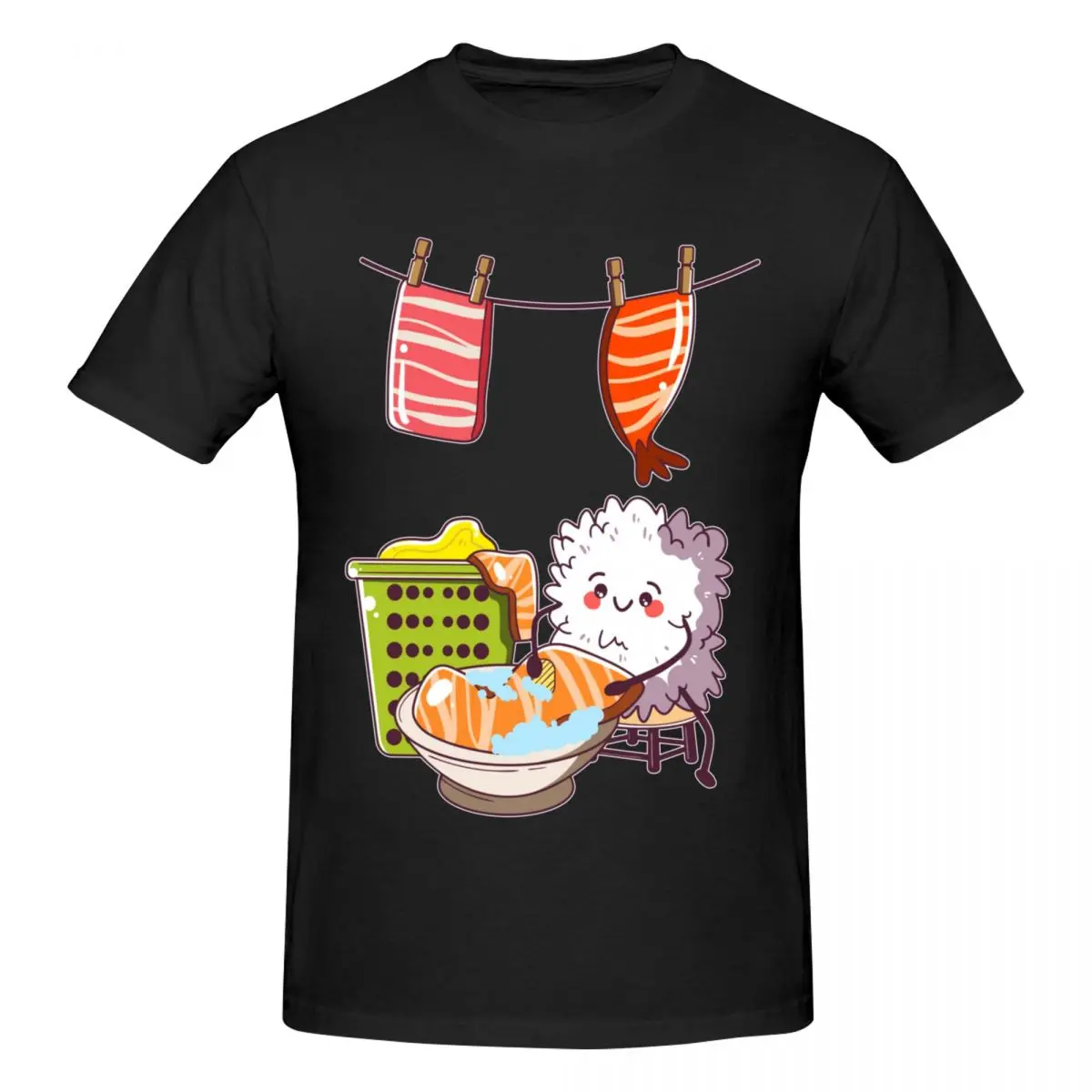 Men Sushi Wardrobe Retro T Shirt Streetwear O-neck Cotton T-shirt