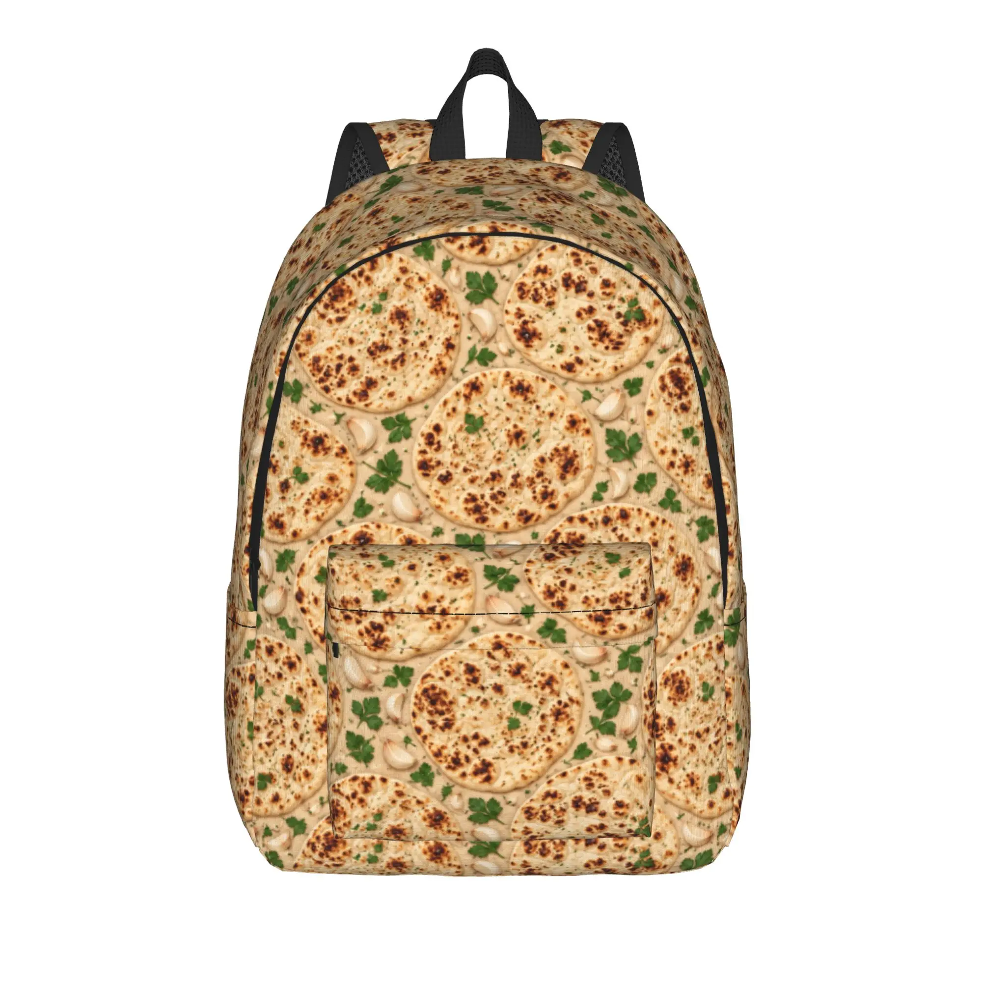 Garlic Pizza Slices Backpack  Boy Girl Polyester Workout Backpacks Pattern Kawaii School Bags Rucksack