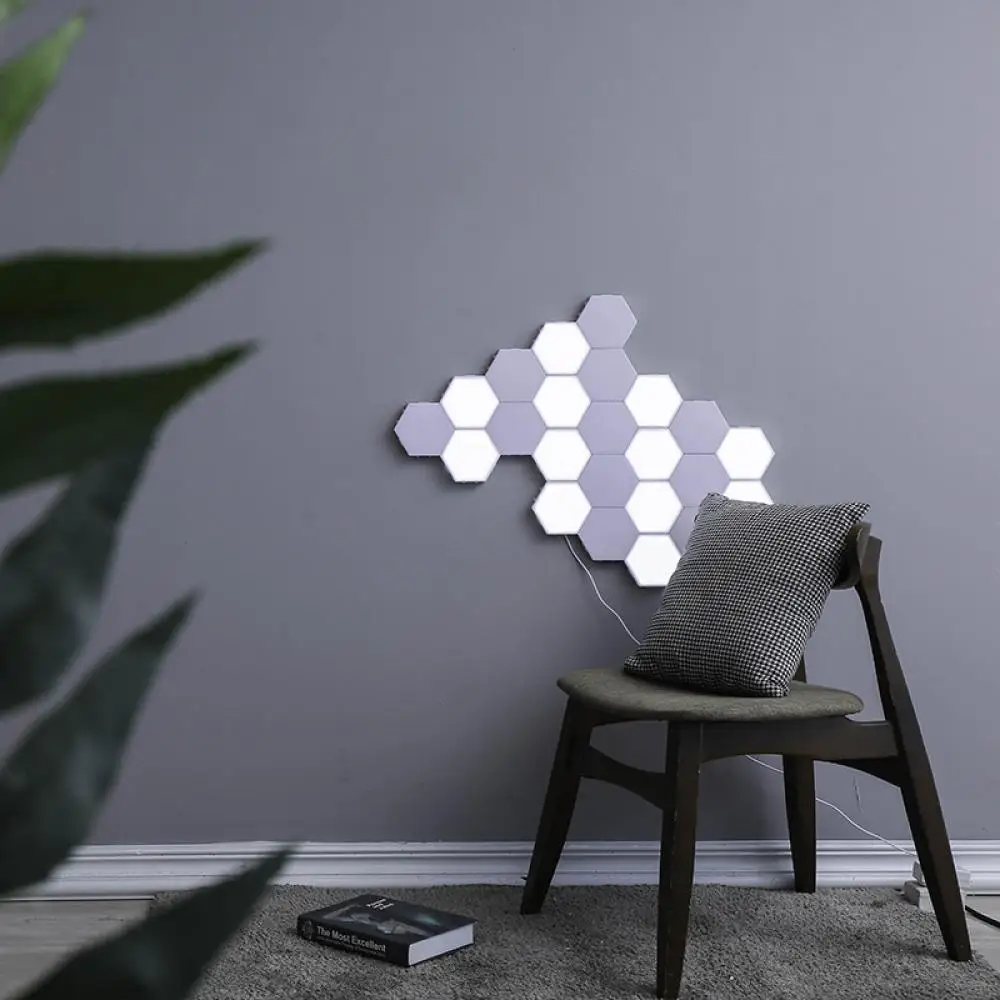 DIY Hexagonal Light LED Assembly Modular Atmosphere Night Light Creative Touch Splicing Wall Light Game Room Decor Quantum Light