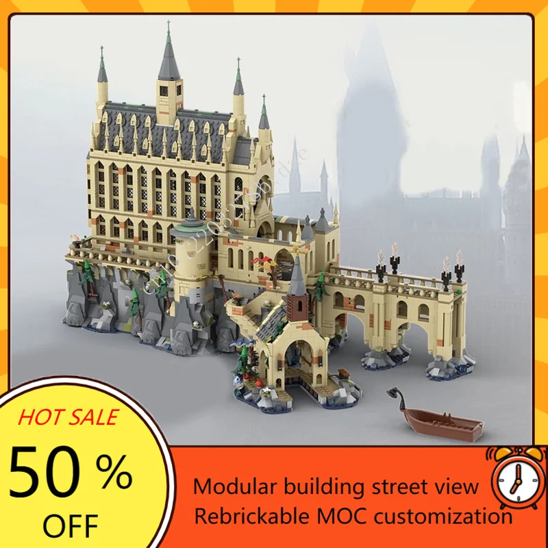 

3123PCS MOC Medieval Castle Custom Puzzle Model Black Great Hall and Boathouse Technical DIY Toy For Child Holiday Gift