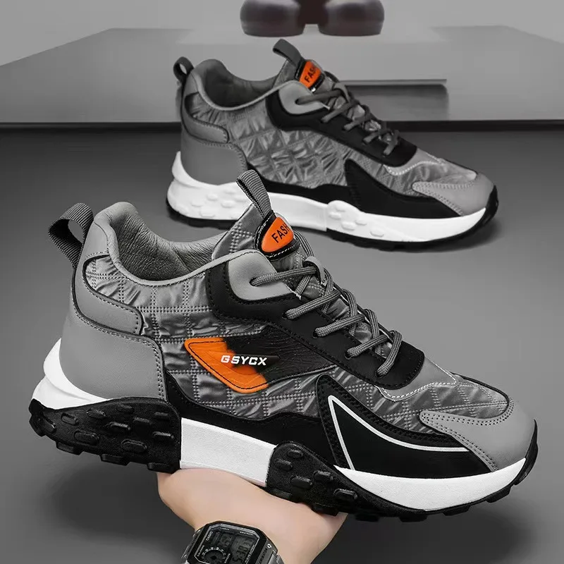 Men Casual Shoes Flat Breathable Non-slip Sneakers Male Hard-Wearing Light Lace Up Soft Sole Sports Thick Soled Outdoor Korean