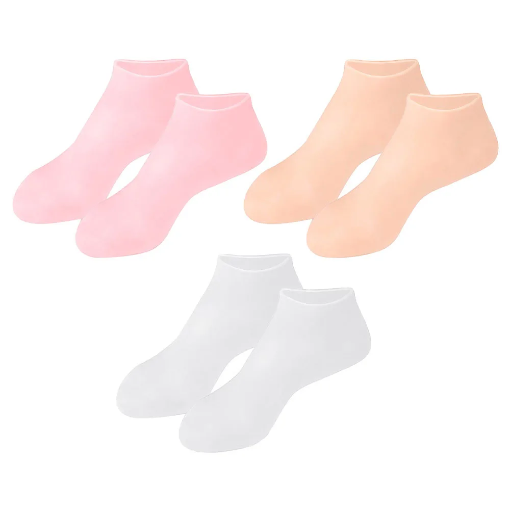 

3pcs 3 Pairs Ship Elastic Moisturizing Foot Care Comfortable Stretchy Anti-Crack Invisible Gel Socks For Home Use Breathable