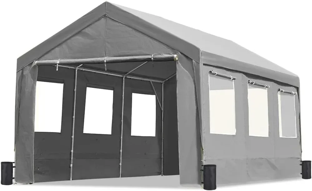 ADVANCE OUTDOOR 12x20 ft Heavy Duty Carport with 6 Roll-up Ventilated Windows & Removable Sidewalls Car Canopy Garage