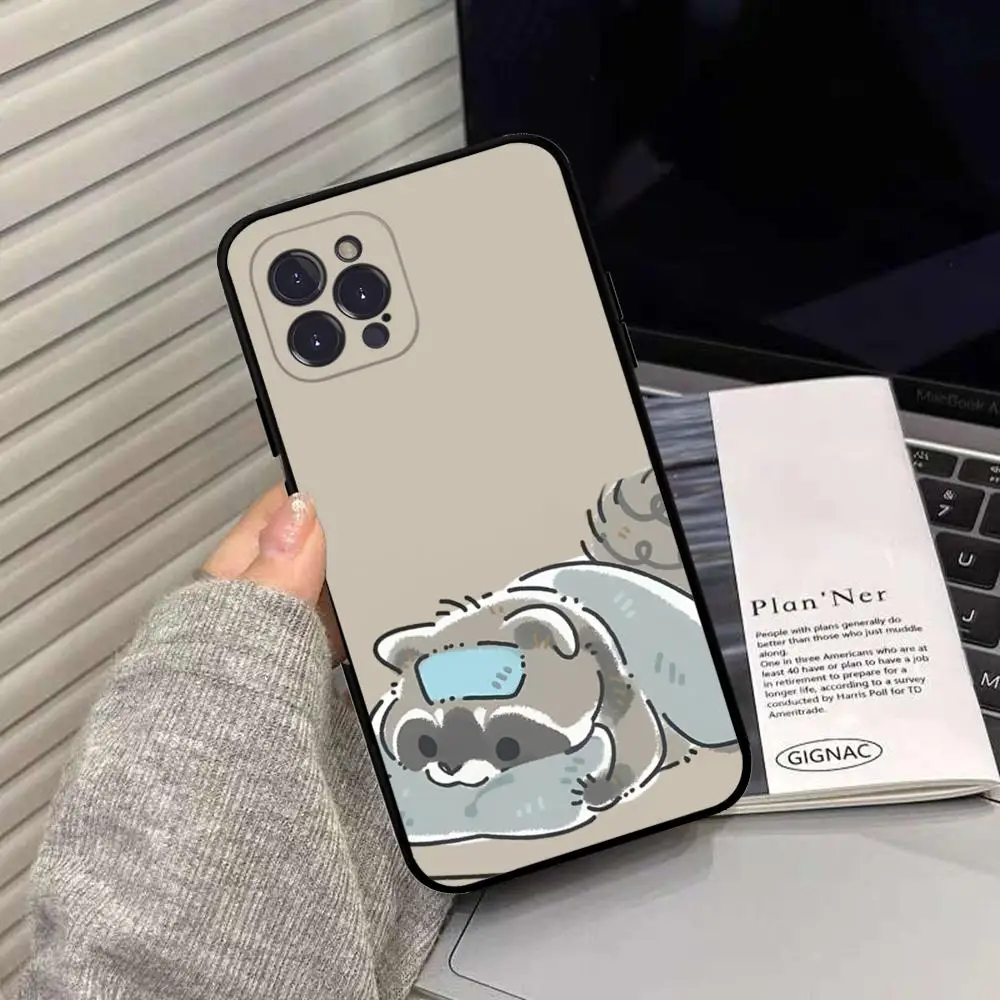 Raccoon Cute Phone Case Silicone Soft for iphone 15 14 13 12 11 Pro Mini XS MAX 8 7 6 Plus X XS XR Cover