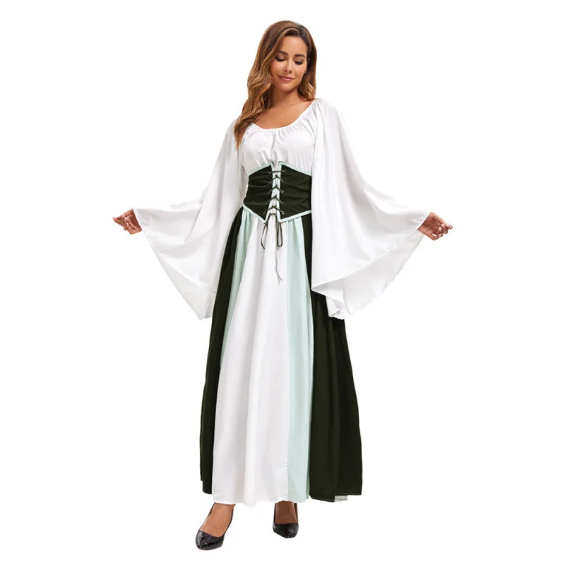Medieval Vintage Elf Fairy Costume Women's Renaissance Style Dress Corset Suit Petticoat Pirate Maid Costume