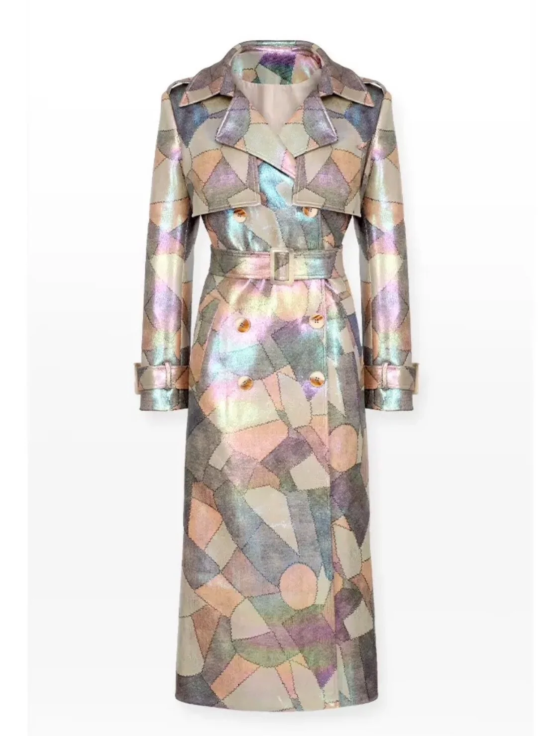 

Fashion Women PU Leopard Jacket Autumn Winter Long Coat Luxury Trench Jacket Oversized Overcoat Turn-down Collar