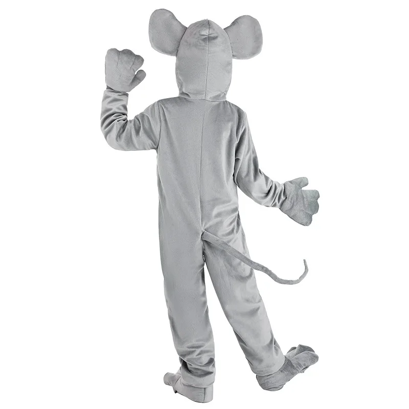 Dierenmuis Cosplay Schattige Grijze Jumpsuit Kostuum Carnaval Party Meisje Kostuum Grote Oormuis