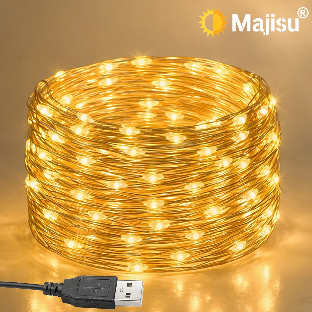 1pc, Majisu Usb Fairy lights, Warm White 10/5/3/1m Indoor Hanging lights, For Photo Wall Bay window, Room Fairy Lights